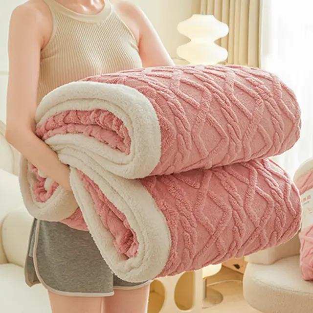 Blanket Thickening Office Nap Sofa Cover Bed Comforter Pink - Shop at LoveMi