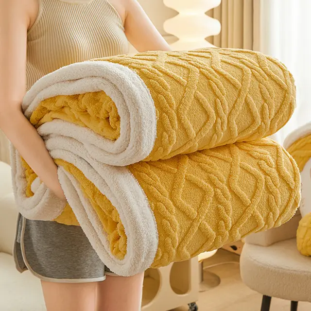 Blanket Thickening Office Nap Sofa Cover Bed Comforter Turmeric - Shop at LoveMi