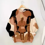 Urban Fashion Beauty Printed Long-sleeved Sweatshirt - Khaki