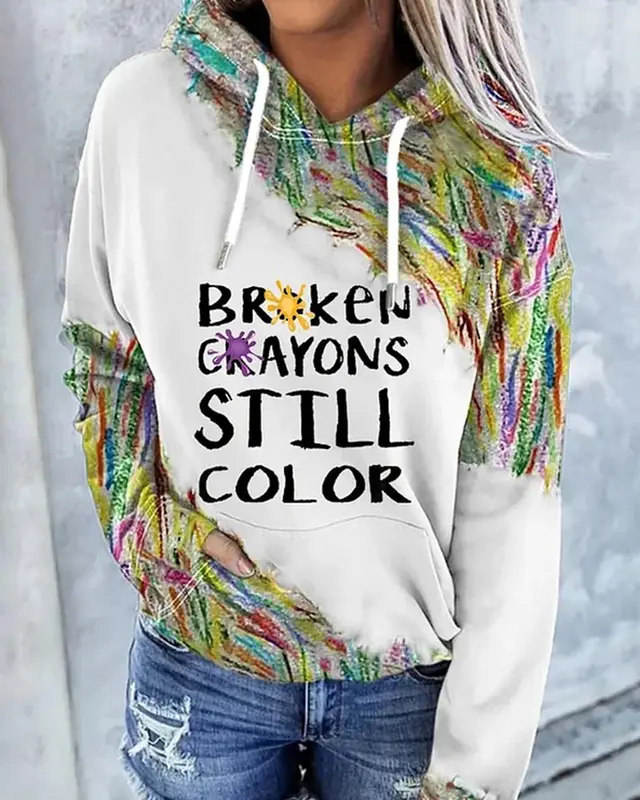 Printed Hooded Rope Sweater For Girls Autumn And Winter B Style - Shop at LoveMi