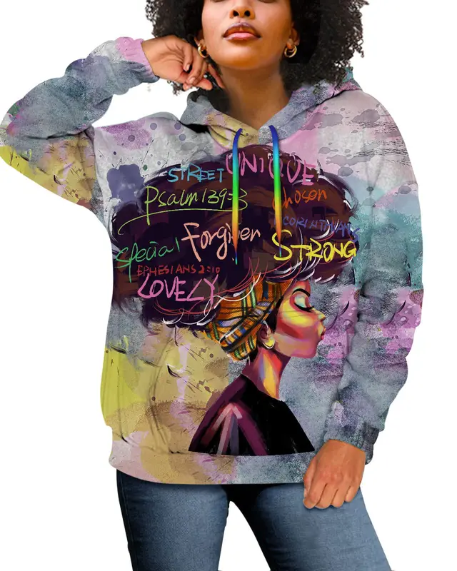 Printed Hooded Rope Sweater For Girls Autumn And Winter E Style - Shop at LoveMi