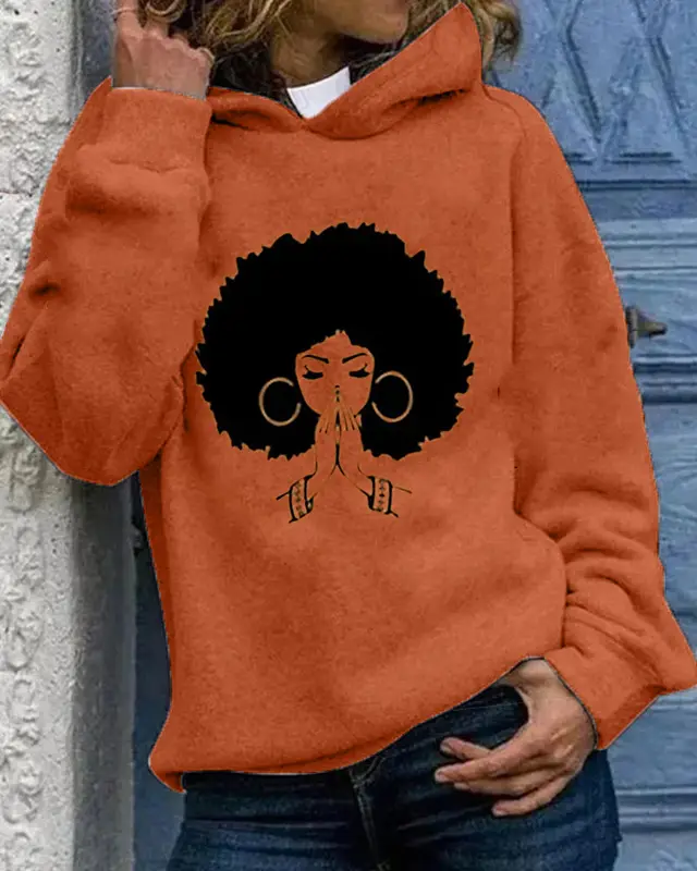 Printed Hooded Rope Sweater For Girls Autumn And Winter J Type - Shop at LoveMi