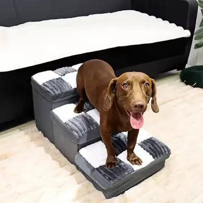 Luxury Chessboard Handmade Steps With Dog Stairs And Storage Space Grey - Shop at LoveMi