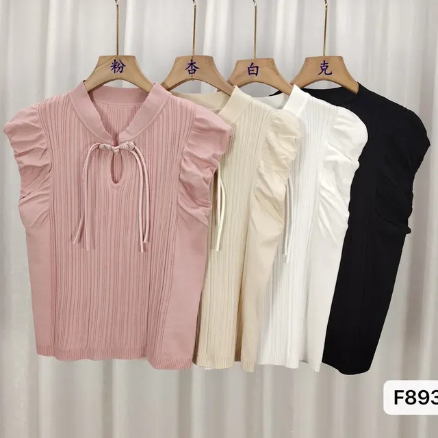 New Retro Buckle Puffed Sleeves Elegant Top Pink - Shop at LoveMi