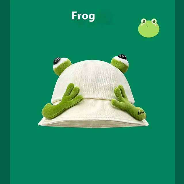 Spring And Summer Cute New Cartoon Frog Fisherman Hat Little Frog Beige - Shop at LoveMi