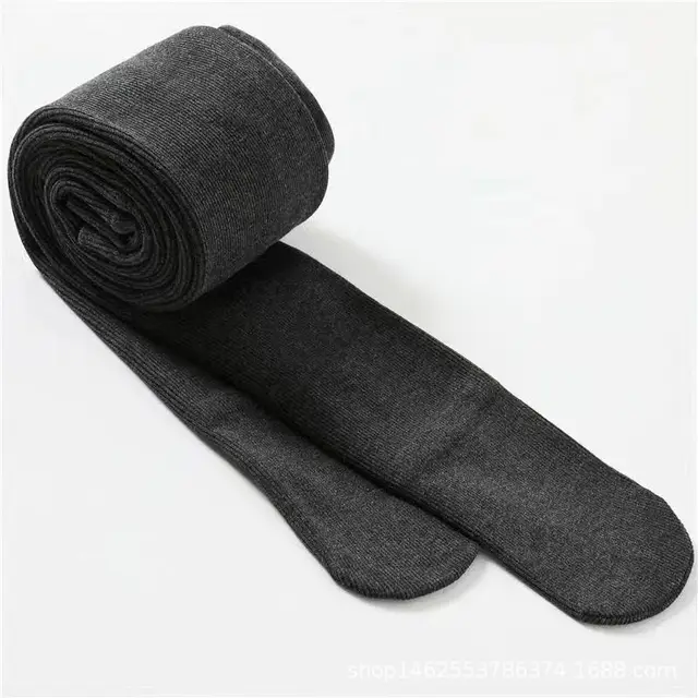 Autumn And Winter Suet Base High Waist Cotton Vertical Stripes Pantyhose Medium Gray Pantynose - Shop at LoveMi