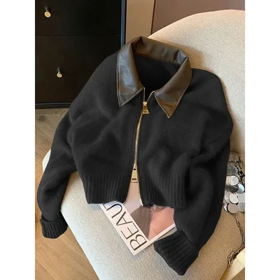 Idle Style Soft Glutinous Cardigan Sweater Black - Shop at LoveMi
