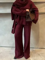 Wine Red Sweater Suit