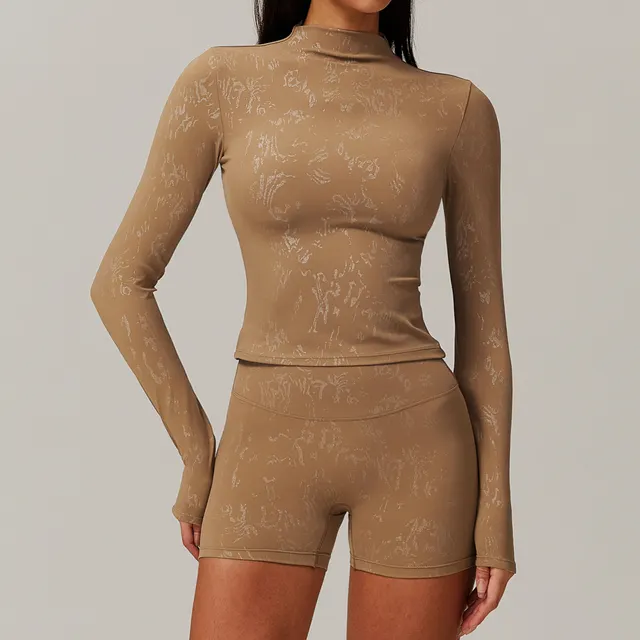 Women's Bronzing Yoga Long sleeved Top Caramel Mocha - Shop at LoveMi