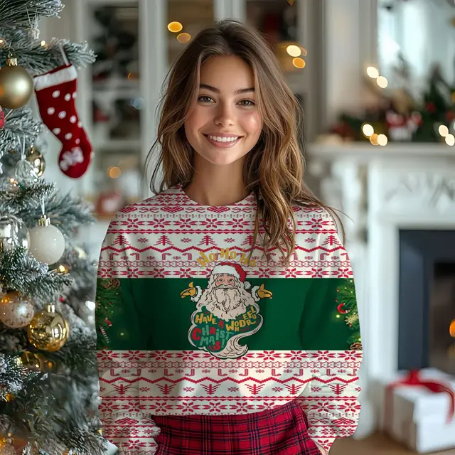 Women's Santa Claus 3D Digital Printing Sweater - Shop at LoveMi