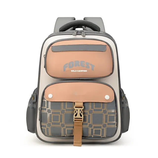 Burden reducing Primary School Student Waterproof Schoolbag Brown - Shop at LoveMi