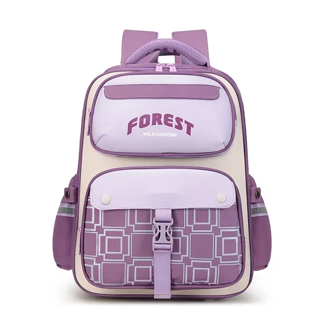 Burden reducing Primary School Student Waterproof Schoolbag Purple - Shop at LoveMi