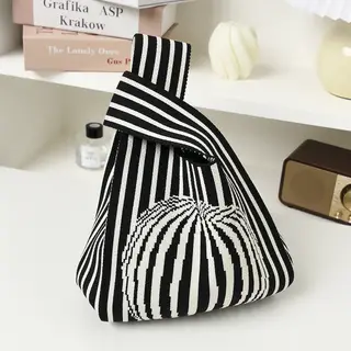 Female Student Casual Storage Hand Bag Fashion - Apple Stripe Blue Orange