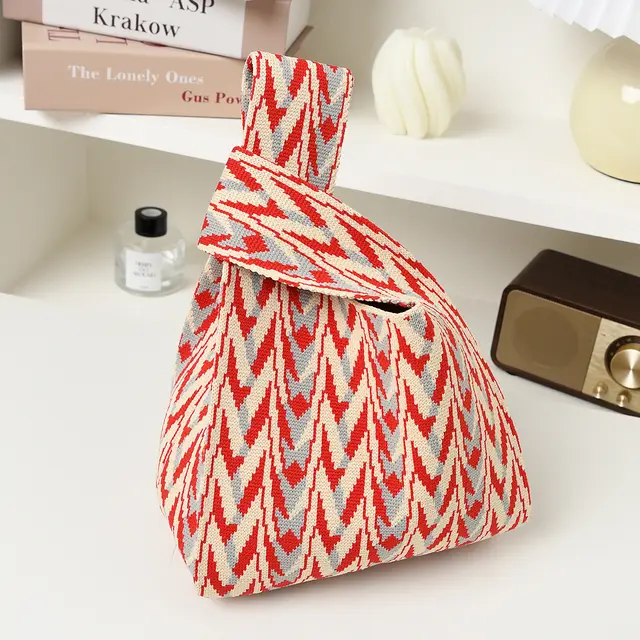 Female Student Casual Storage Hand Bag Fashion Flame Pattern Beige Red - Shop at LoveMi
