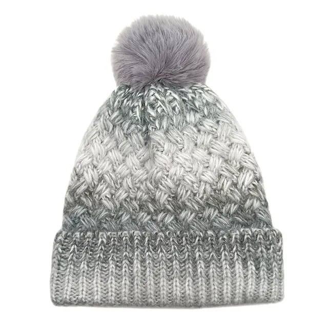 Cold proof Woolen Cap Female Fleece lined Thermal Knitting Gray - Shop at LoveMi