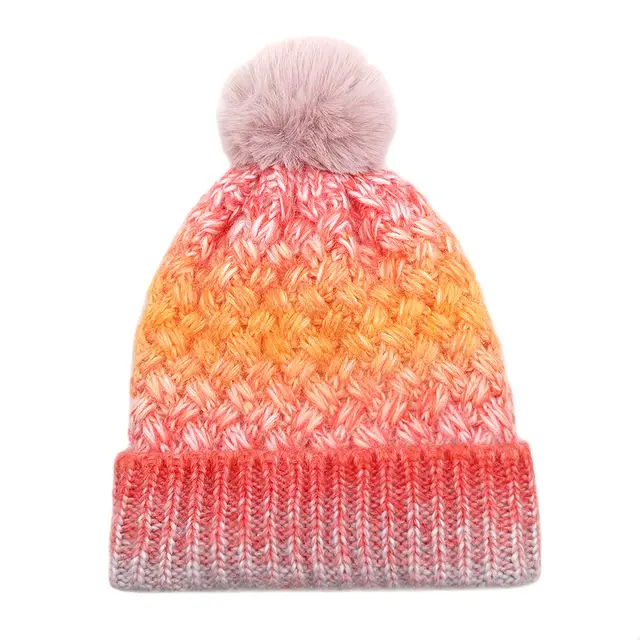 Cold proof Woolen Cap Female Fleece lined Thermal Knitting Orange - Shop at LoveMi