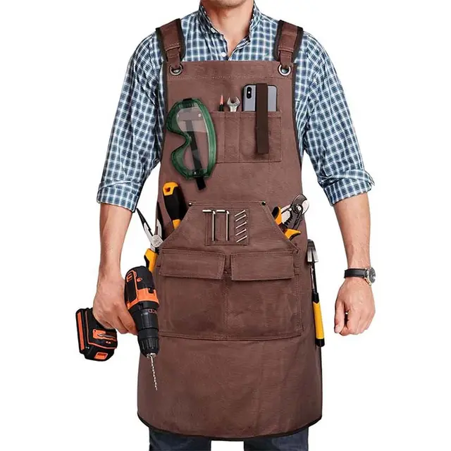 Home Kitchen Gardening Woodworking Canvas Apron Brown - Shop at LoveMi