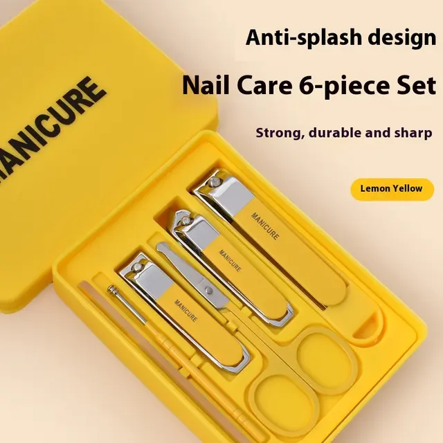 Nail Clippers Six piece Set Anti splash Large Opening 6 Pcsyellow Outer Yellow - Shop at LoveMi