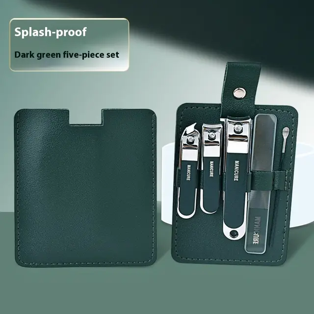 Nail Clippers Six piece Set Anti splash Large Opening Leather Case Spearmint 5 Pcs - Shop at LoveMi