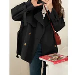 Early Spring Autumn New Trench Coat Coat Women's Short - Black