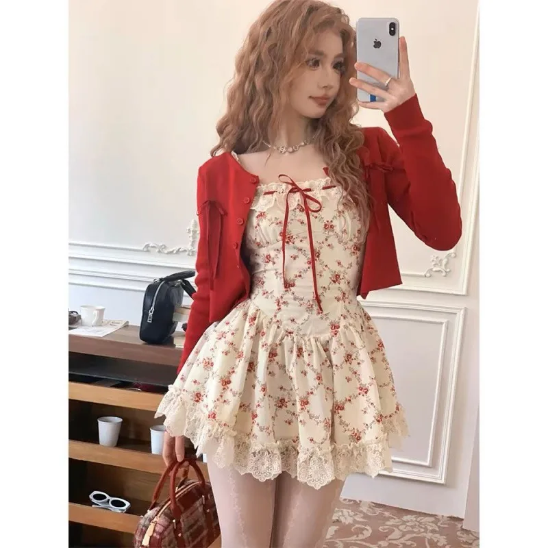 Women's Floral Lace Sling Dress Coat Set - Coat