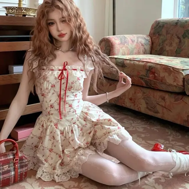 Women's Floral Lace Sling Dress Coat Set Dress - Shop at LoveMi