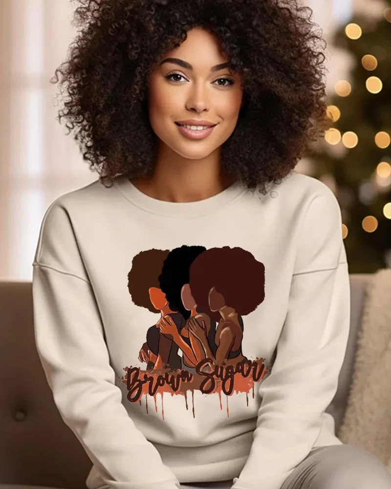 Polyester Women's Round neck Long sleeved Sweater Printing 3T2917 S - Shop at LoveMi