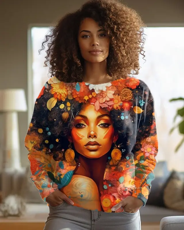 Polyester Women's Round neck Long sleeved Sweater Printing 3T2920 - Shop at LoveMi