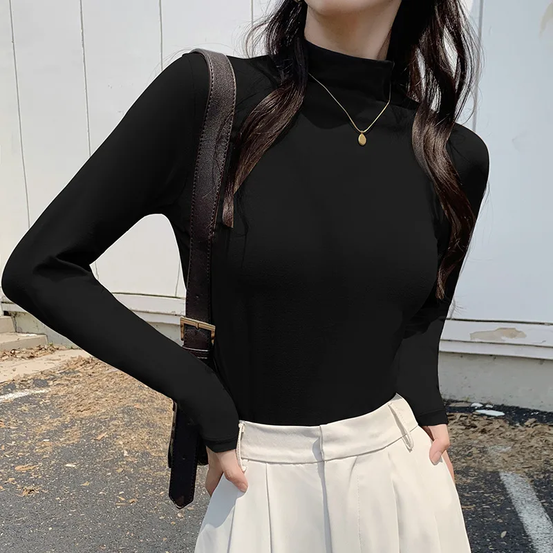 Nine Colours Half Turtleneck Bottoming Shirt Women's Inner Wear Spring And Autumn - Black - View 1