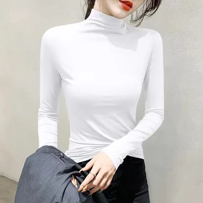 Nine Colors Half Turtleneck Bottoming Shirt Women's Inner Wear Spring And Autumn White - Shop at LoveMi
