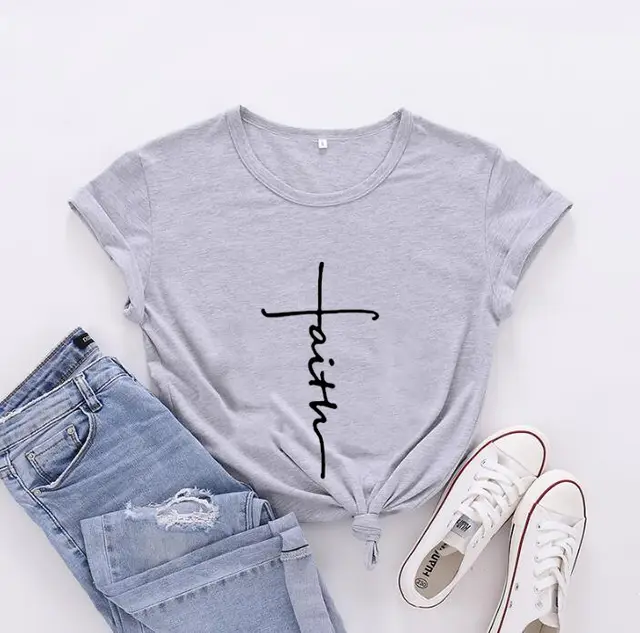 Women's Fashionable English Letter Short Sleeve Top Light Gray Black Characters - Shop at LoveMi