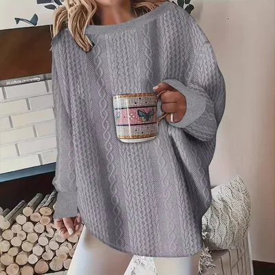 Autumn And Winter Lazy Loose Pullover Sweatershirt Light Gray - Shop at LoveMi