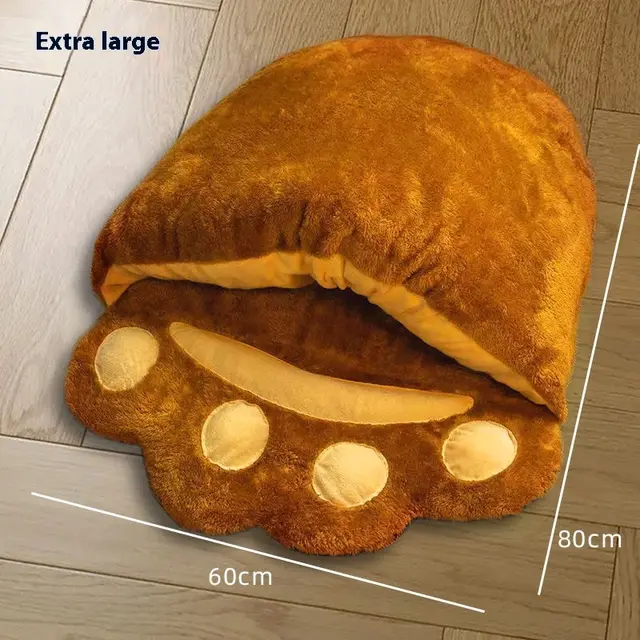 Winter Warm Cute Bear Paw Cat Bed Thickened House Semi closed Cat Nest Large Space Washed Sleeping Bag Dog Pet Bed Pets Products Bear Claw Style - Shop at LoveMi