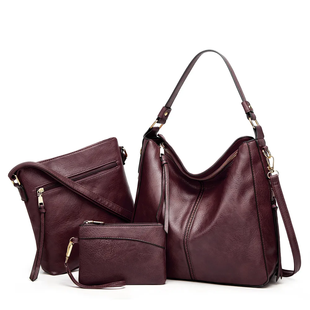 Large Capacity Tote Shoulder Bag Three piece Set Purple - Shop at LoveMi