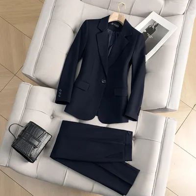 Senior Gray Suit Business Women Dark Blue Suit Pants - Shop at LoveMi