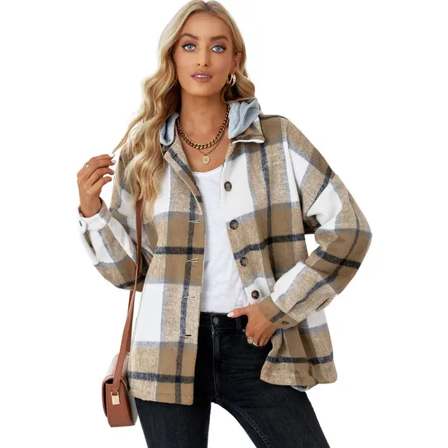 Women's Winter Pure Cotton Plaid Jacket Brown - Shop at LoveMi