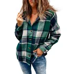 Women's Winter Pure Cotton Plaid Jacket - Green