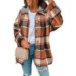 Women's Winter Pure Cotton Plaid Jacket - Orange
