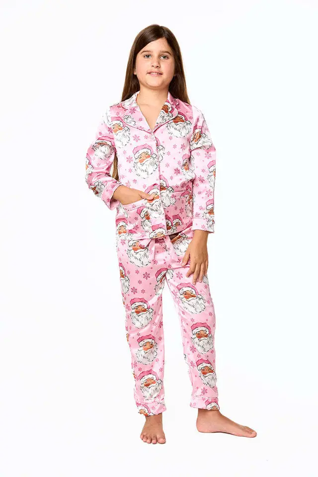 European And American Christmas Pajamas Suit Printed Homewear Children Pink - Shop at LoveMi