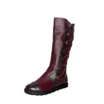 Women's Winter Comfortable Low Heel Square Heel Tall Knight Boots - Red