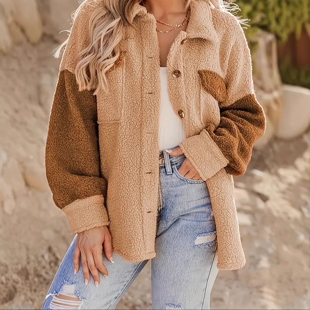 Women's Autumn And Winter Camel Lamb Wool Coat - Camel