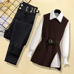 Coffee Black Pants 3Pcs Set