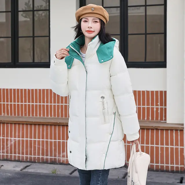 Winter Loose Down Cotton padded Coat Women's Coat Mid length Thickened White - Shop at LoveMi