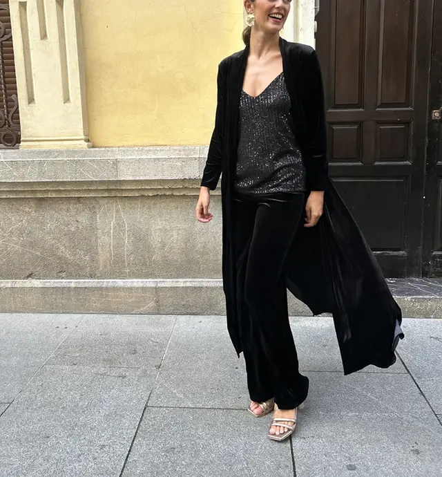 Velvet New Autumn And Winter Temperament Coat Casual Pants Thick Two piece Suit Fashion Women Black Suit - Shop at LoveMi