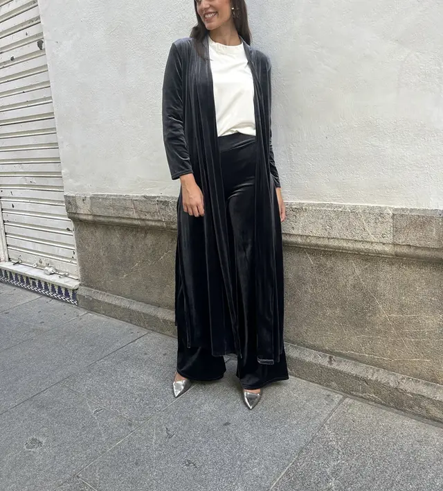 Velvet New Autumn And Winter Temperament Coat Casual Pants Thick Two piece Suit Fashion Women Gray Trousers - Shop at LoveMi