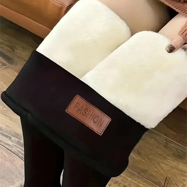 Women's Cashmere Fleece lined Thickened Autumn And Winter Leggings Black - Shop at LoveMi