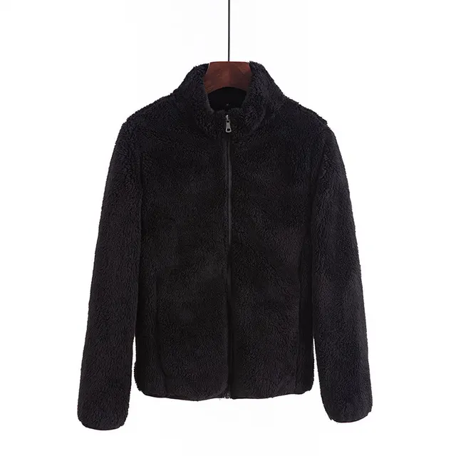 Double sided Fleece Sweater Women's Warm Thickened Outdoor Black Long Sleeve - Shop at LoveMi