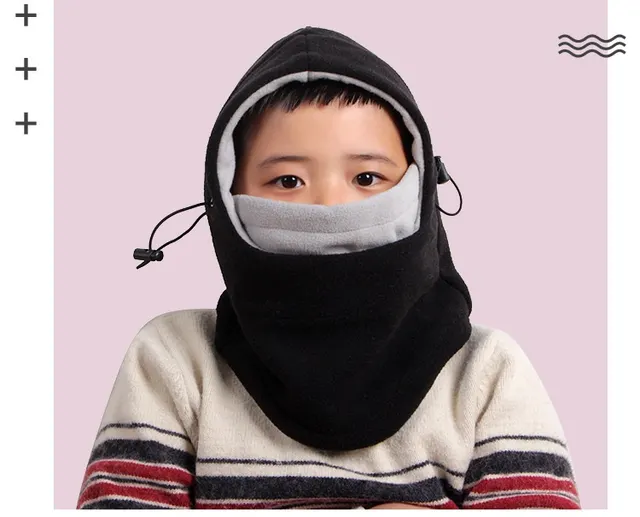 Children's Polar Fleece Thermal Wind Mask Fashion Trendy Cool All match Black And Gray Thickened - Shop at LoveMi