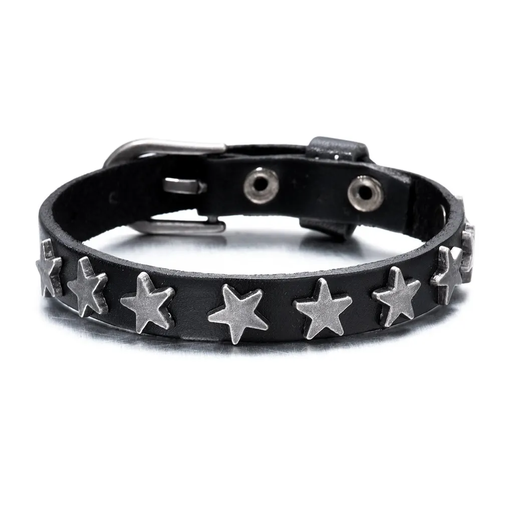 Fashion Men's Rock Style Leather Bracelet - Black