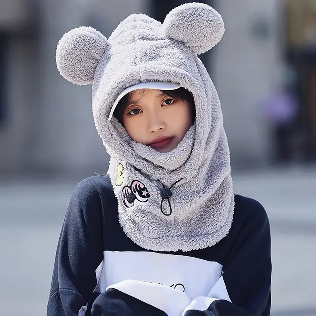 Winter New Outdoor Riding Warm Face Mask Windproof Helmet Cap Gray - Shop at LoveMi